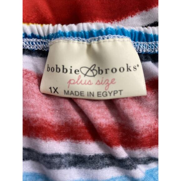 Bobbie Brooks Sundress Womens Plus Size 1X Red Blue Stripe Knit Beach Coverup - Picture 3 of 11